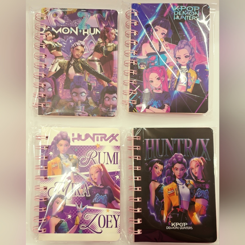 K-Pop Demon Hunter Huntrix Notebook Set - Purple and Pink